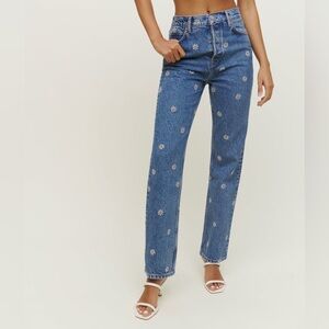 Reformation Cynthia Chamomile daisy straight jeans